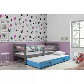 Detská posteľ s výsuvnou posteľou ERYK 200x90 cm Modrá Šedá