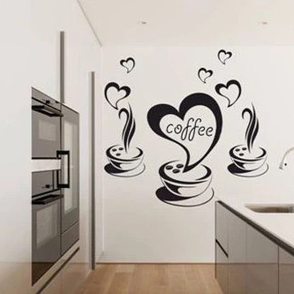 DomTextilu Nálepka na stenu do kuchyne s motívom kávy a srdiečok 100 x 200 cm