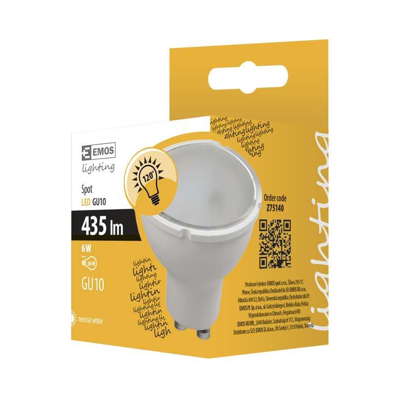 LED žiarovka SPOT 6W GU10 neutrálna biela