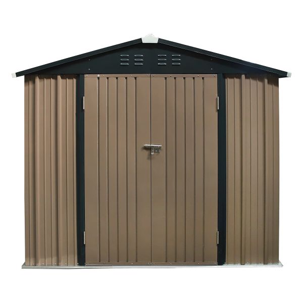 Plechový záhradný domček Toolster 186x239x188 cm - hnedá / čierna