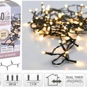Kinekus Svetlo vianočné 40 LED teplé biele, s dvojitým časovačom a funkciami, vonkajšie / vnútorné
