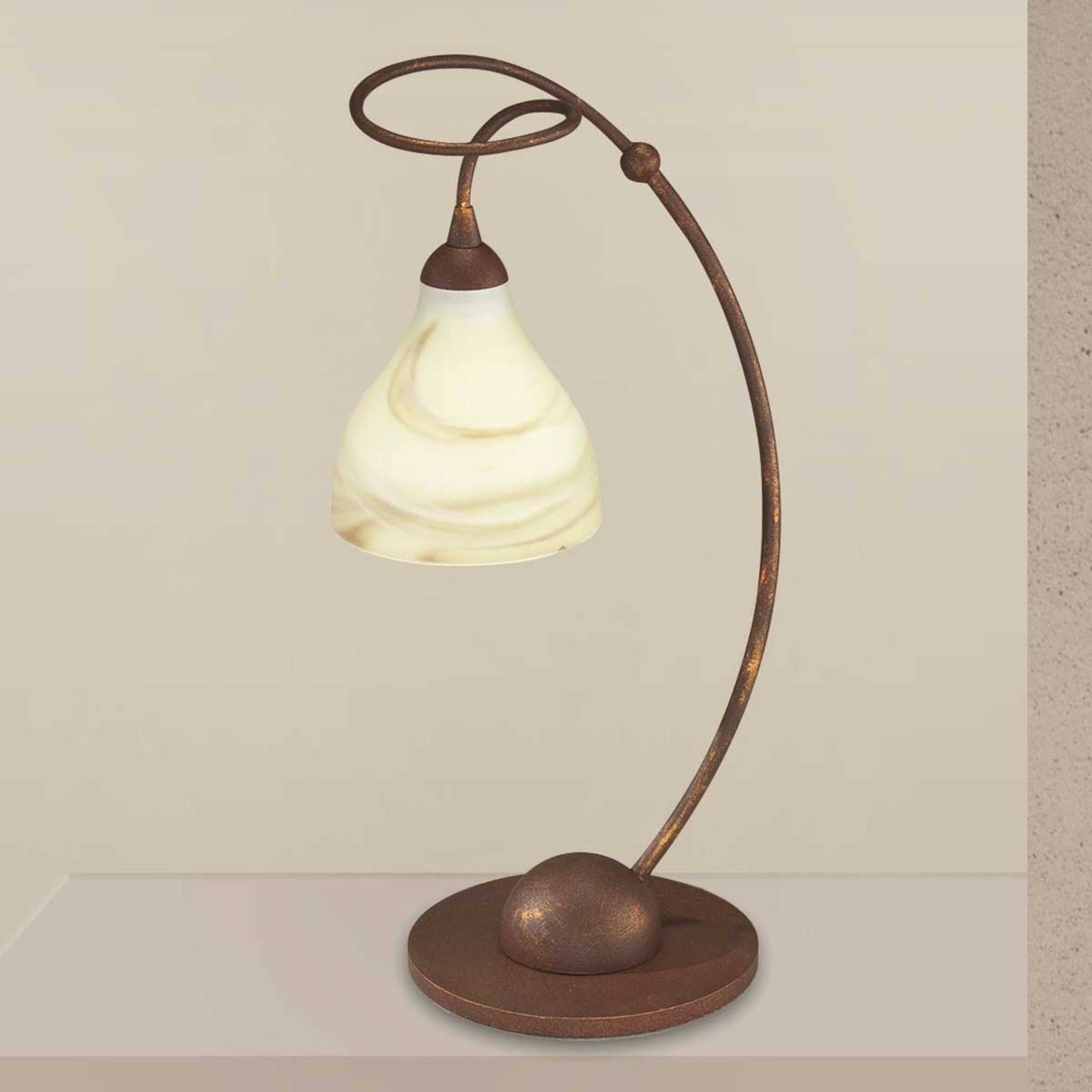 Lam Stolná lampa Mattia v štýle vidieckeho domu, Obývacia izba / jedáleň, kov, sklo, E14, 40W, K: 38cm