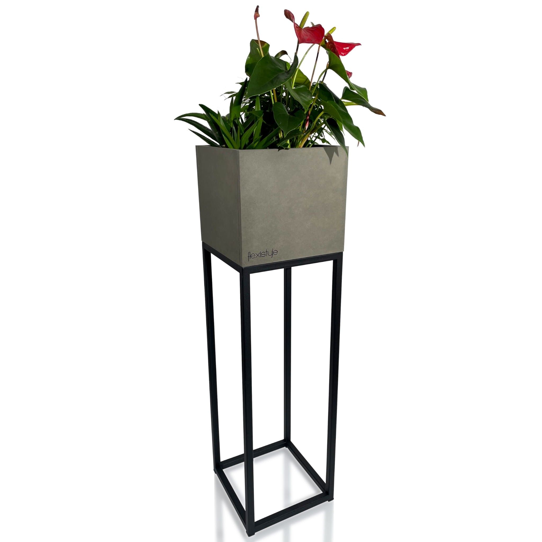 Domtextilu Elegantný vysoký kovový kvetináč v šedej farbe LOFT FIORINO 22X22X80 cm