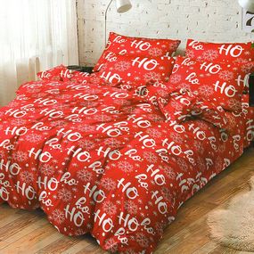 DomTextilu Krásne červené vianočné posteľné obliečky s nápisom HO-HO 3 časti: 1ks 160 cmx200 + 2ks 70 cmx80 Červená 180x220 cm 45928-216225