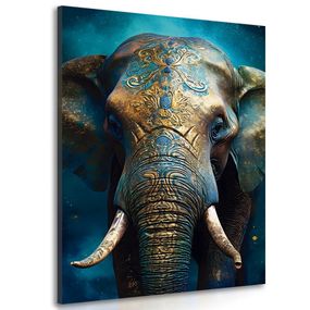 Obraz modro-zlatý slon - 80x120