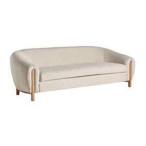 Estila Art-deco buklé trojsedačka Aurelia s masívnou dubovou konštrukciou a čalúnením z bavlny biela 228cm