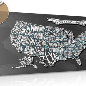 Obraz na korku moderná mapa USA - 90x60  smiley