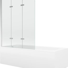 MEXEN/S - Vega obdĺžniková vaňa 160 x 70 cm s panelom + vaňová zástena 120 cm, transparent, chróm 550116070X9012030100