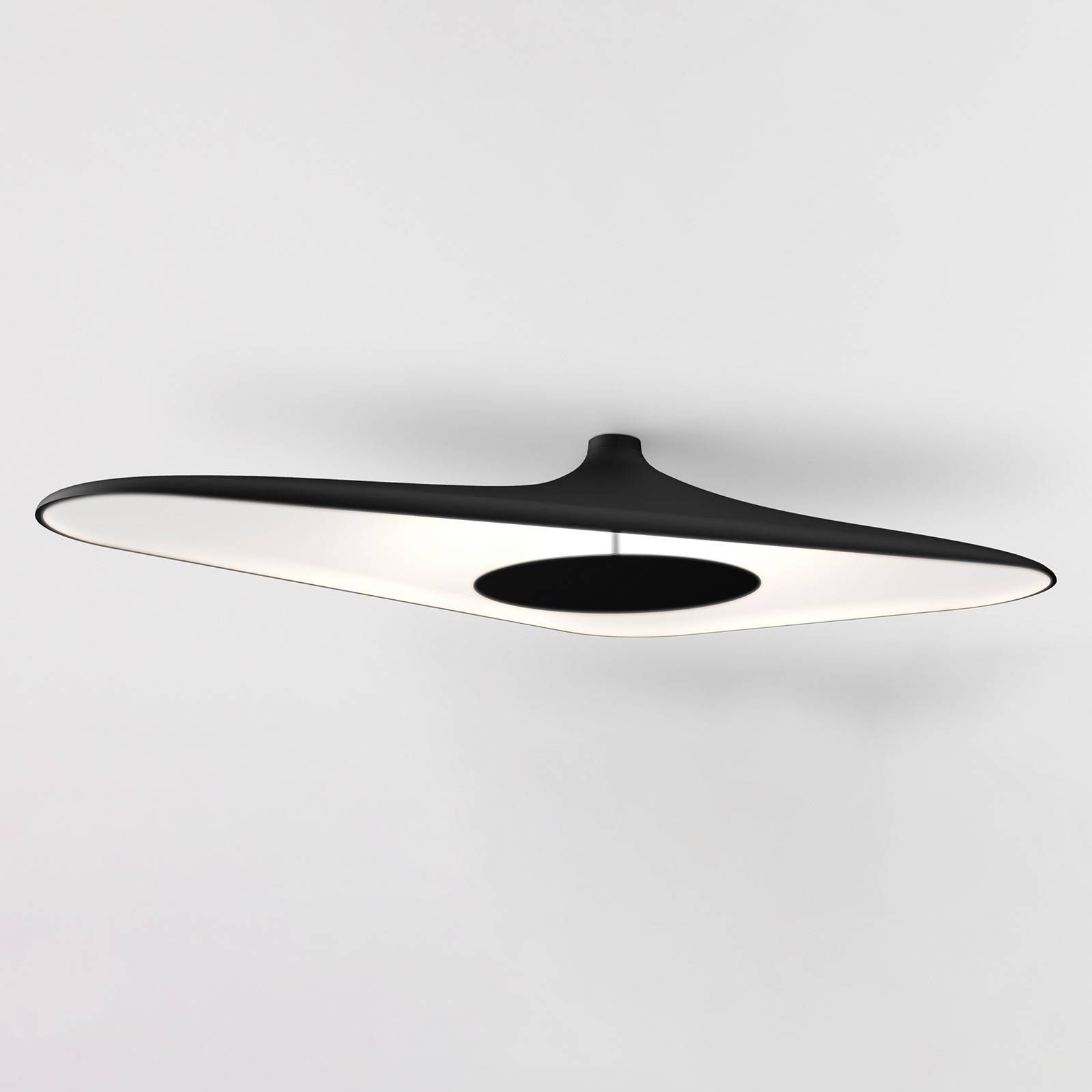 Luceplan Soleil Noir stropné LED svietidlo, čierne, Obývacia izba / jedáleň, polyuretánová pena, 35W, P: 120 cm, L: 62.5 cm, K: 19.2cm