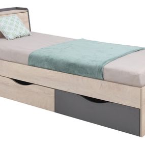 Detská posteľ gama 90x200cm s úložnym priestorom - dub/antracit