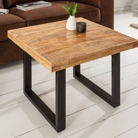 Estila Industriálny dizajnový konferenčný stolík Steele Craft z mangového dreva štvorcového tvaru 60cm