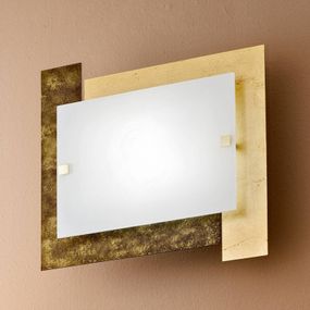 Orion Stropné svietidlo Arlestra, zlaté, Obývacia izba / jedáleň, lakované železo, opálové sklo, E27, 60W, P: 42 cm, L: 38 cm, K: 9cm