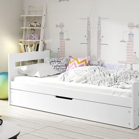 Expedo Detská posteľ ARDENT P1, biela, 90x200 cm + matrac + rošt ZADARMO