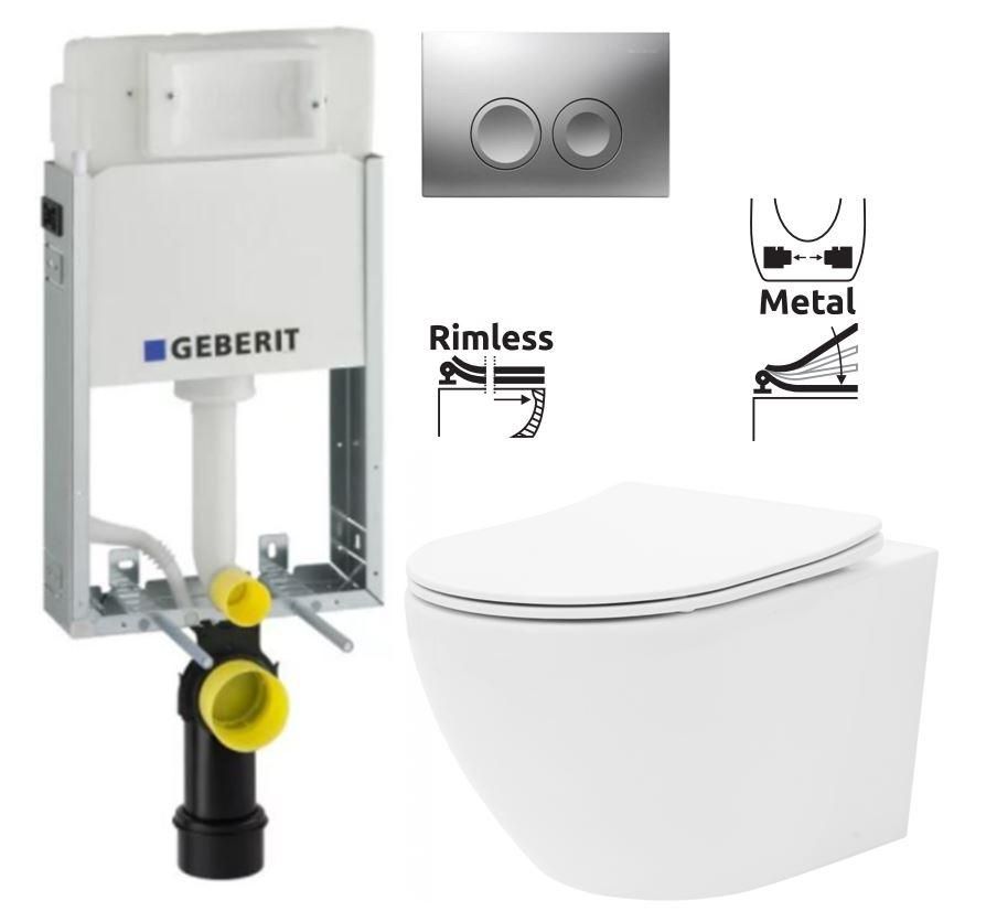 GEBERIT KOMBIFIXBasic vr. matného tlačidla DELTA 25 + WC REA Carlo Flat Mini Rimlesss + SEDADLO 110.100.00.1 21MA CF1