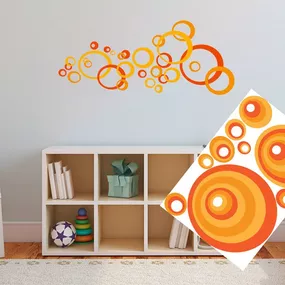 Dekoračné nálepky na stenu oranžové kruhy - 50x70