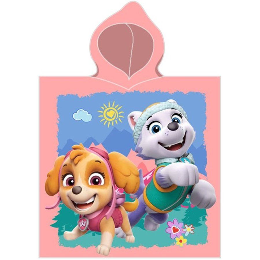 Carbotex · Detské / dievčenské plážové pončo - osuška s kapucňou Paw Patrol - Tlapková patrola - motív Skye a Everest