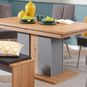 Rozkladací jedálenský stôl Lucera 160x90 cm, dub artisan/sivá