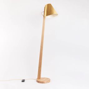 Almut von Wildheim ALMUT 1411 stojaca lampa zakrivená Ø 30 cm ananás, Obývacia izba / jedáleň, dubové drevo, ananásové vlákna, E27, 52W, K: 167cm