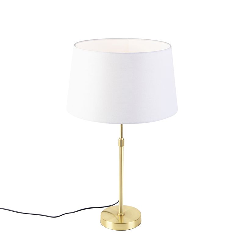 Stolová lampa zlatá / mosadz s ľanovým tienidlom biela 35 cm - Parte