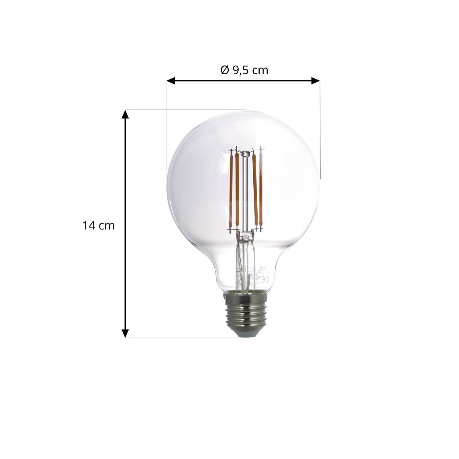 PRIOS Smart LED E27 globe dymová sivá 4, 9W WLAN, sklo, E27, 4.9W, P: 14 cm