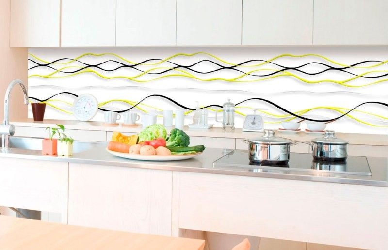 KI-350-100 Samolepiace fototapeta do kuchyne - Yellow Waves, veľkosť 350 x 60 cm