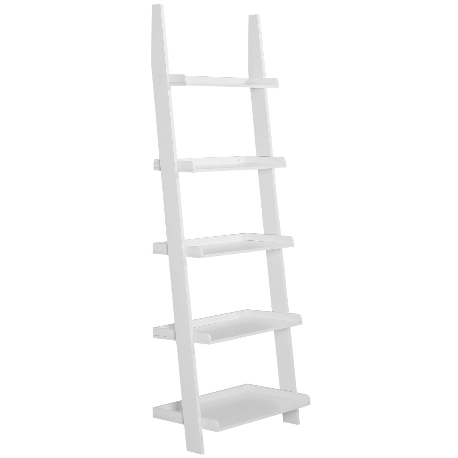 Casaria Drevený rebríkový regál biely s 5 policami 180 cm
