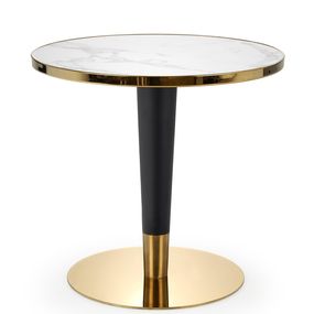 Halmar MORATA stôl okrúhly, biely mramor/čierny/zlatý