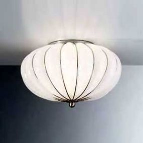 Siru Ručne vyrobené stropné svietidlo Giove biele 29 cm, Obývacia izba / jedáleň, sklo, ušľachtilá oceľ, E14, 40W, K: 19cm