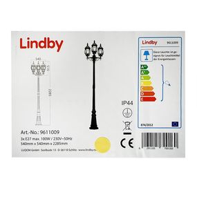 Lindby - Vonkajšia lampa 3xE27/100W/230V IP44