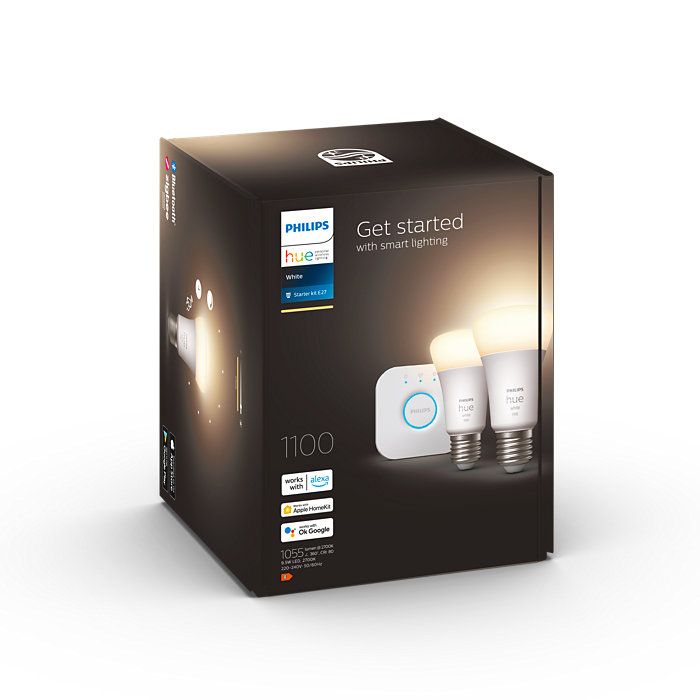 Philips HUE LED White Starter Kit žiarovka 2x E27 2x9,5W 1100lm 2700K stmievateľná BlueTooth + 1x HUE Bridge