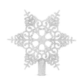 Ozdoba na špic vianočného stromu - v tvare hviezdy - 20 x 20 cm - strieborná
