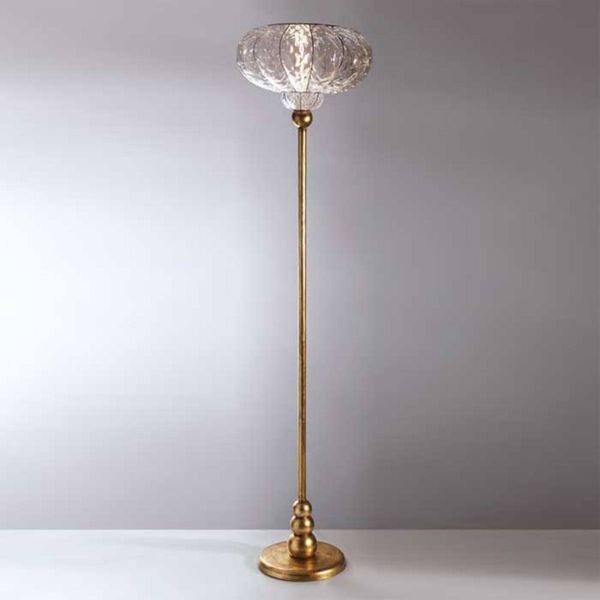 Siru Stojaca lampa SULTANO s ručne fúkaným sklom, Obývacia izba / jedáleň, ušľachtilá oceľ, muránske sklo, E27, 150W, K: 175cm