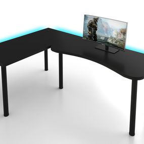 Expedo Počítačový rohový stôl MOOD L s LED, 200/135x73-76x65, čierna, ľavý