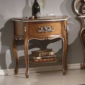 Estila Rustikálny masívny nočný stolík Belladonna s vyrezávanými nožičkami a s praktickou zásuvkou 69cm