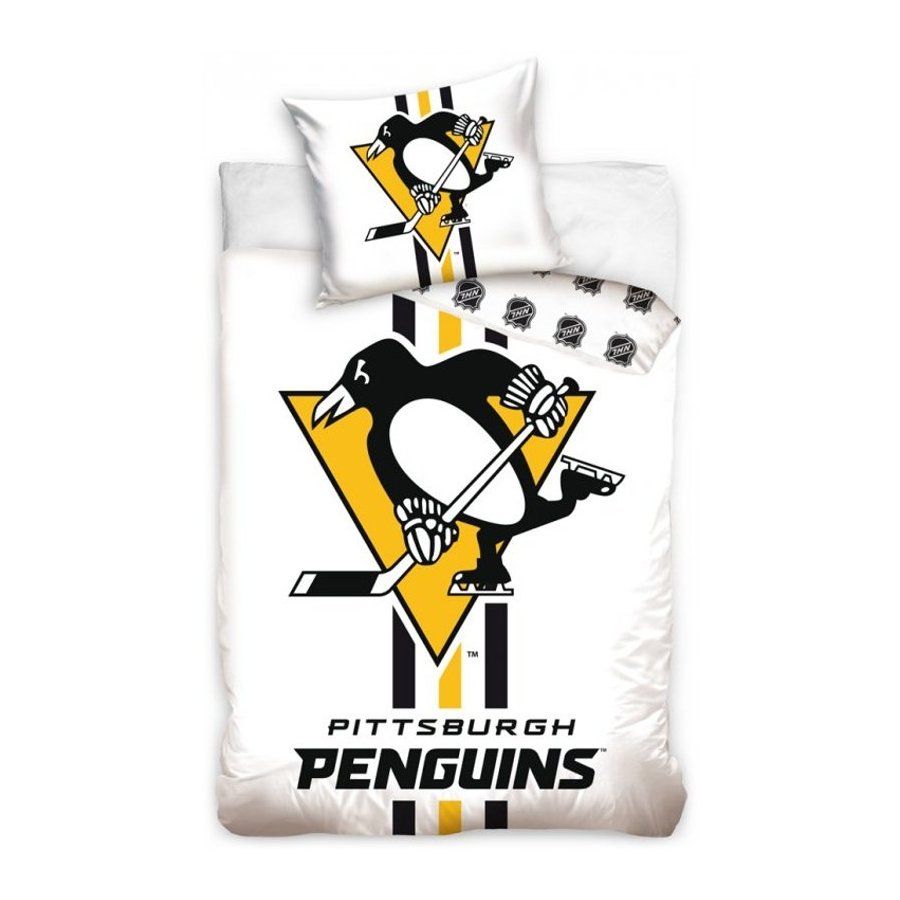 TipTrade (CZ) · Hokejové posteľné obliečky NHL Pittsburgh Penguins - biele - 100% bavlna, perkál - 70 x 90 cm + 140 x 200 cm