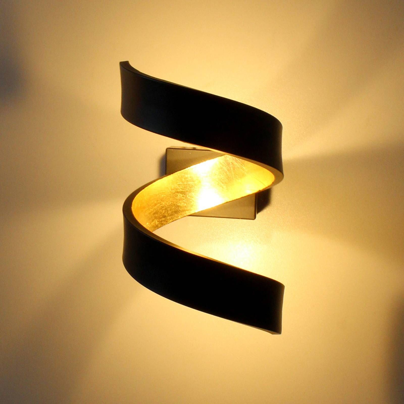 Eco-Light Nástenné LED svietidlo Helix, čierno-zlaté, 17 cm, Obývacia izba / jedáleň, kov, 6W, L: 10 cm, K: 17cm