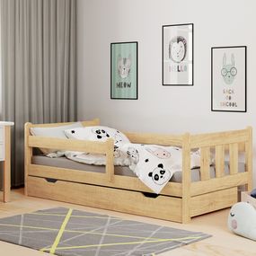 Detská posteľ z masívu so zásuvkami MARIE 160x80 cm - prírodná
