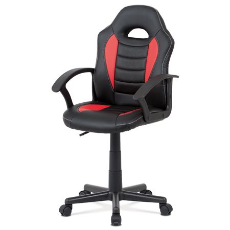 Autronic Kancelárska stolička, červená-čierna ekokoža, výšk. nast., kríž plast čierny KA-V107 RED