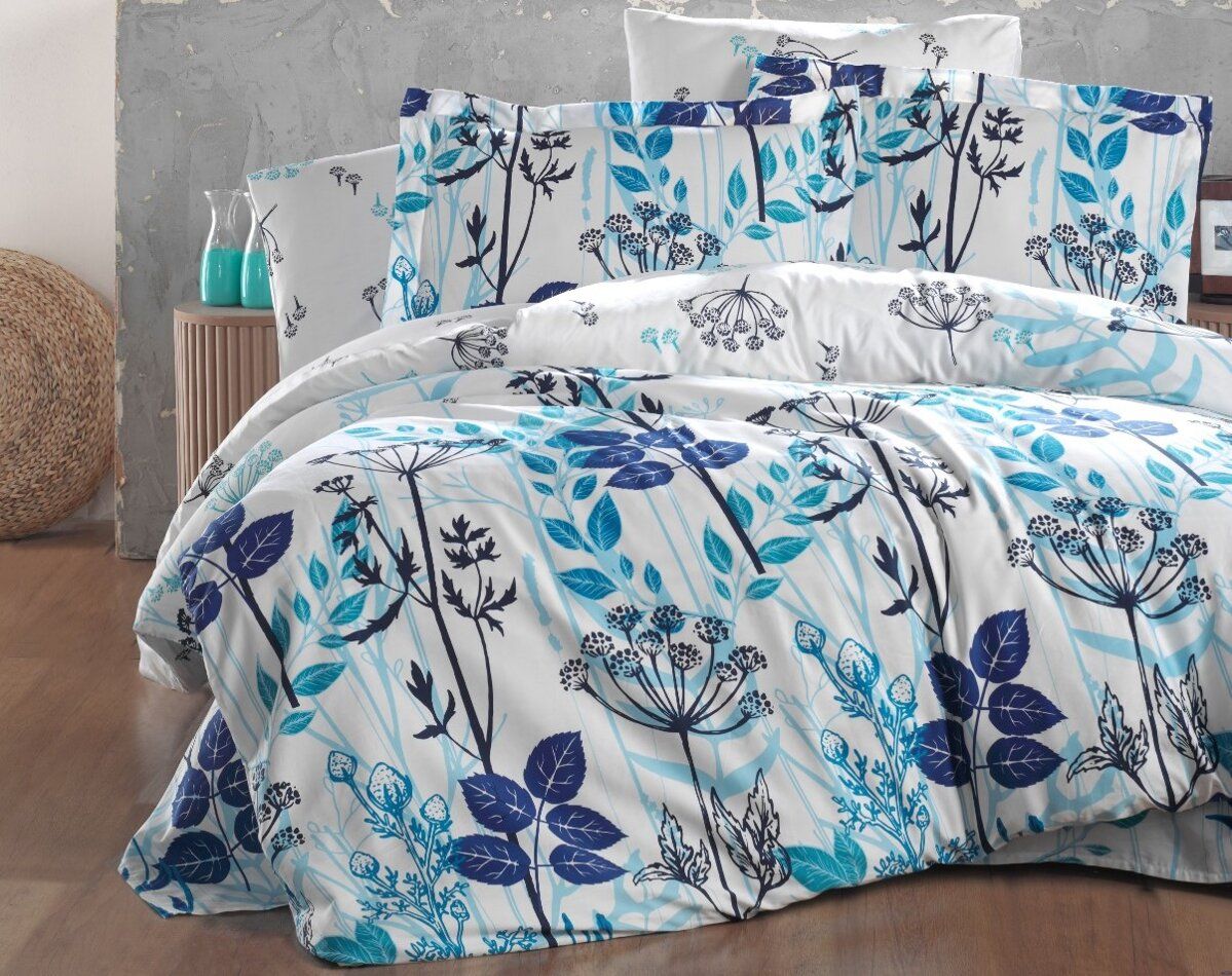 Brotex Obliečky Satén Exclusive Garden blue 240x220/2x70x90cm