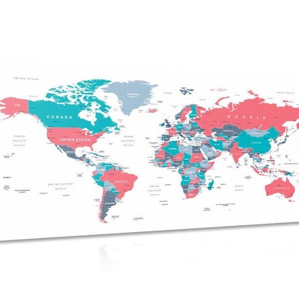 Obraz na korku mapa sveta s pastelovým nádychom - 100x50  peg