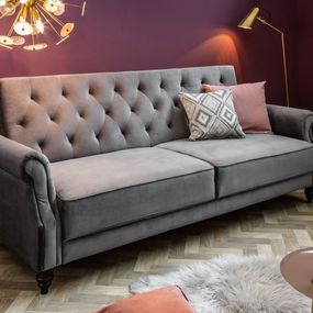 Estila Prešívaná retro sedačka Maison Belle Affaire 220cm šedý zamat