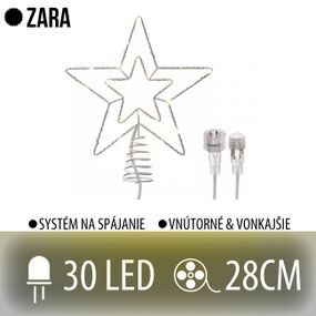 ZARA spojovateľná LED vianočná hviezda vonkajšia - 30LED - 28CM Teplá biela