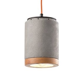 Ferroluce Závesná lampa C988 v škandinávskom štýle cement, Obývacia izba / jedáleň, keramika, drevo, E27, 53W, K: 19cm