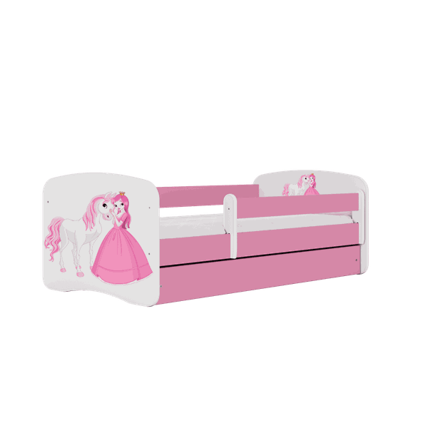 Letoss Detská posteľ BABY DREAMS 160/80- Princezná a koník Modrá S matracom Bez uložného priestoru