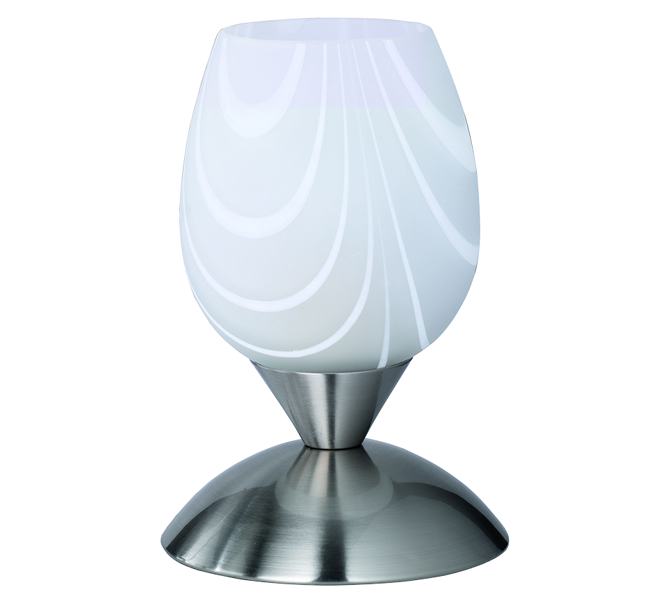 TRIO Reality R59441001 CUP II dotyková stolná lampička 1xE14 matný nikel, vzorovaná biela ON/OFF