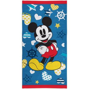 Himatsingka EU · Plážová osuška Mickey Mouse - Disney - motív Nautical - 100% bavlna, froté s gramážou 320 g/m² - 70 x 140 cm