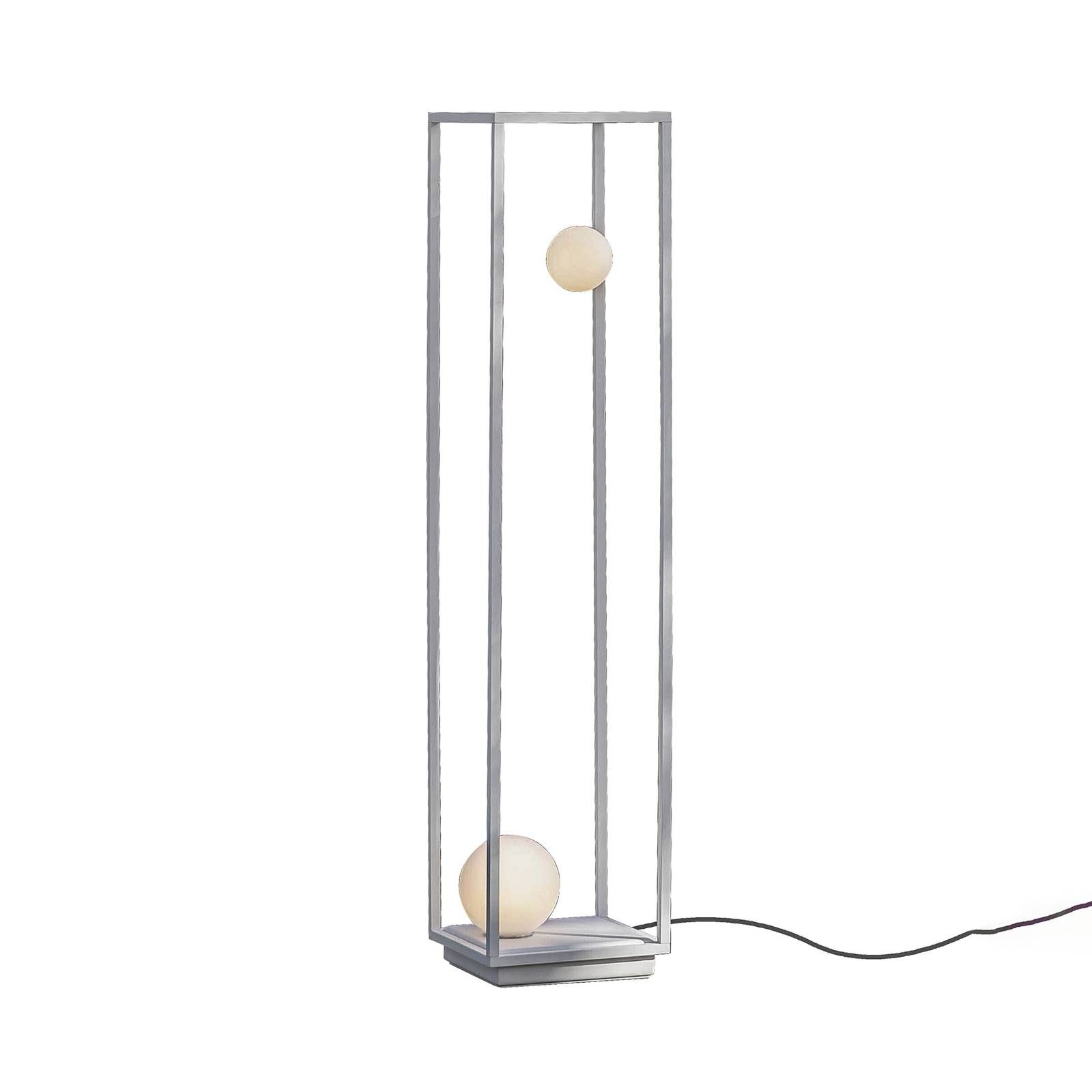 Karman Abachina stojacia LED lampa 2pl biela 103cm, Obývacia izba / jedáleň, hliník, sklo, P: 22.5 cm, L: 22.5 cm, K: 103cm