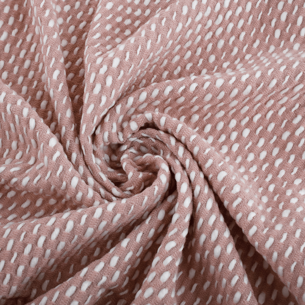 TEMPO-KONDELA TAVAU, pletená deka so strapcami, staroružová/vzor, 150x200 cm