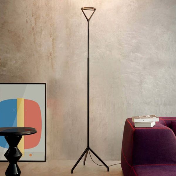 Luceplan Lola – čierna stojaca lampa, Obývacia izba / jedáleň, hliník, kov, pyrexové sklo, plast, R7s 117.6 mm, 240W, K: 200cm