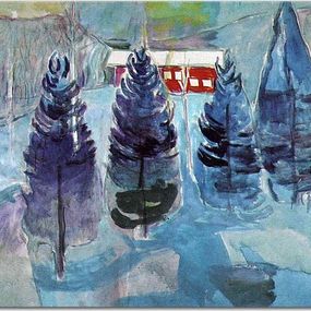 Red House and Spruces Obraz Munch zs16676